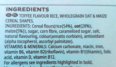 Rice crispies multigrain shapes - Ingredients