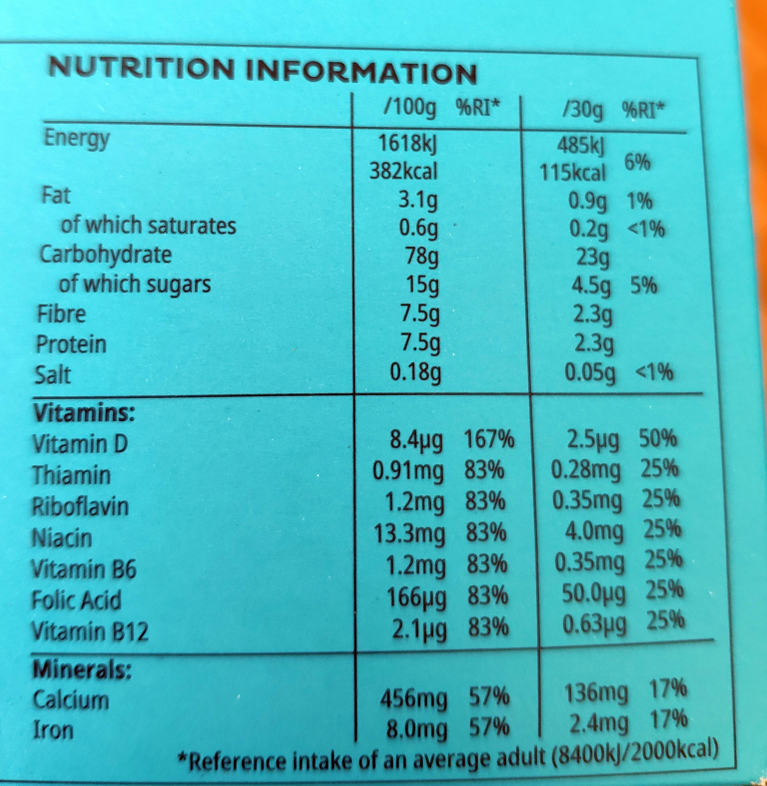 Rice crispies multigrain shapes - Nutrition facts