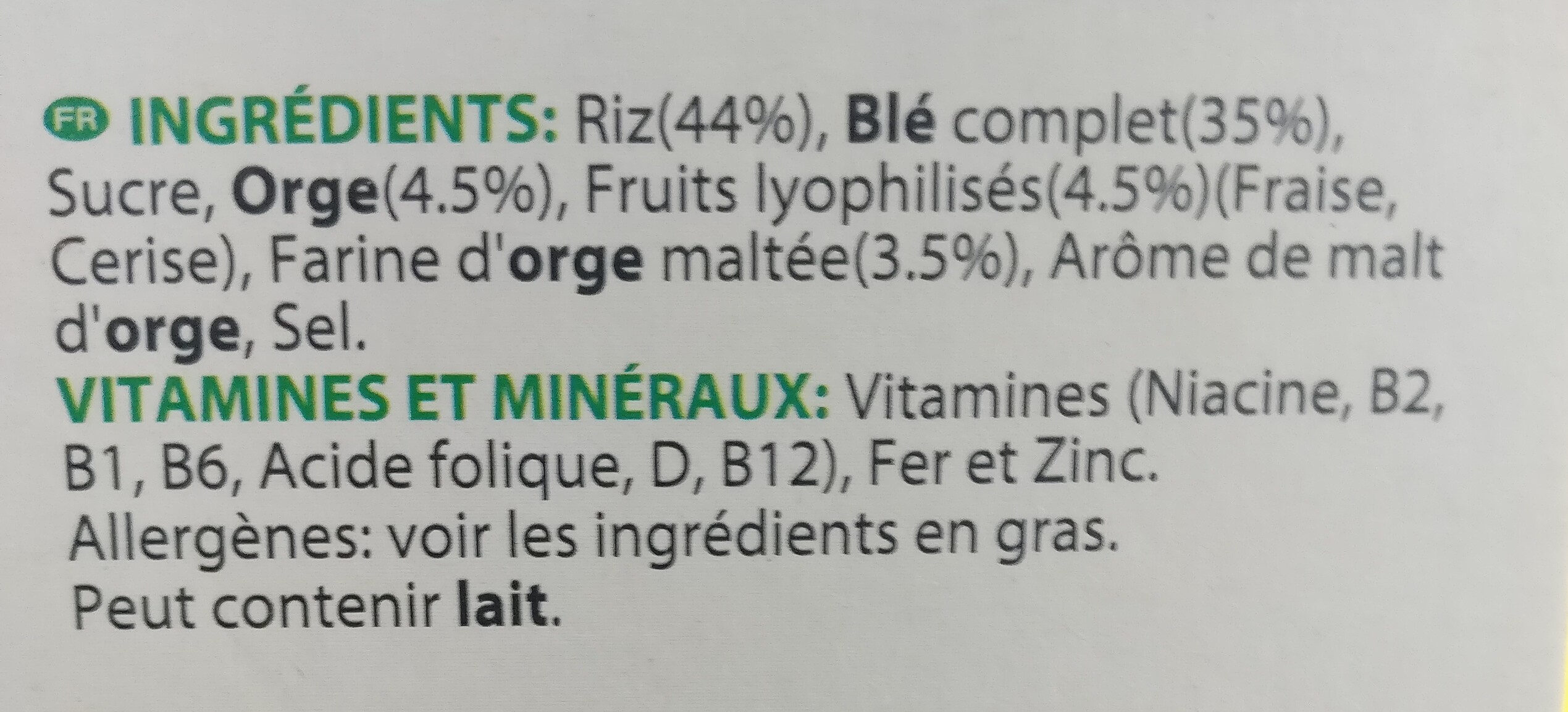 Kellogs spécial fruits rouges - Ingrediënten - fr