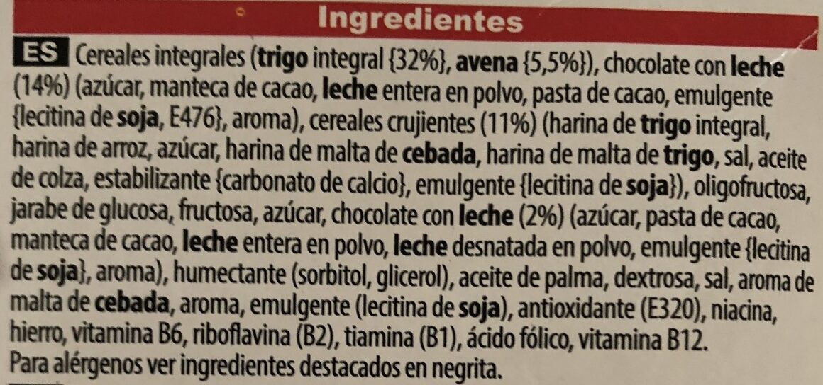 Chocolate con Leche - Ingredients - es