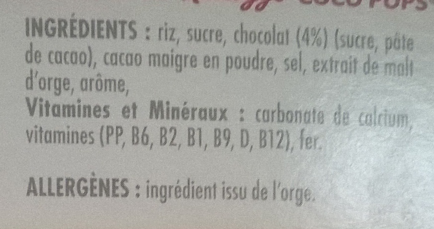 Coco Pops (maxi format) - Ingredientes - fr