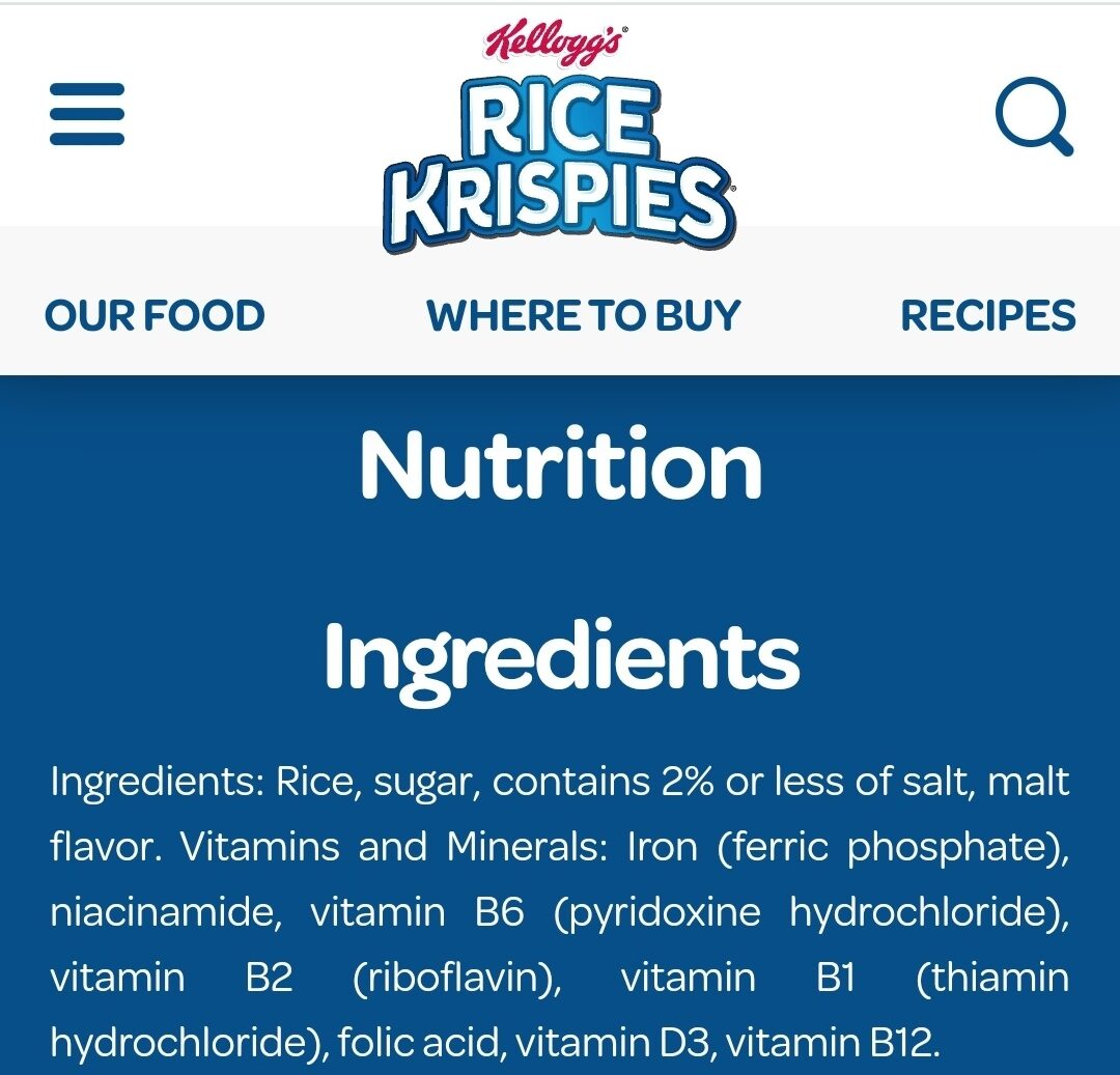 Rice krispies - Ingredients
