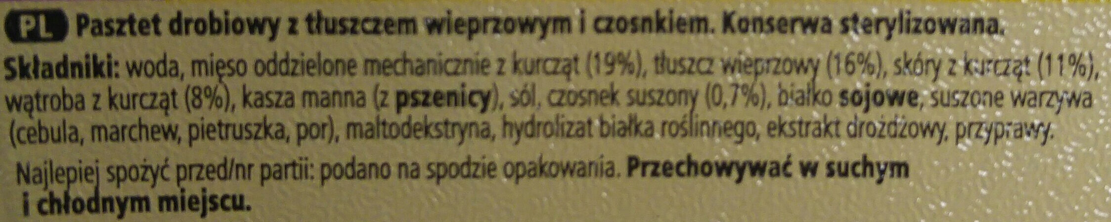 Pasztet drobiowo-wieprzowy z czosnkiem. - Ingredients - pl