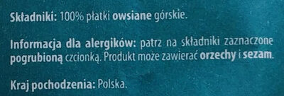 Płatki owsiane górskie - Ingredients - pl