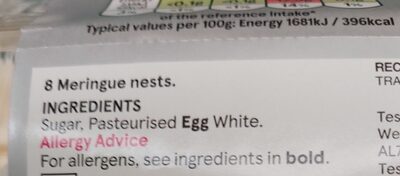 8 Meringue Nests - Ingredients
