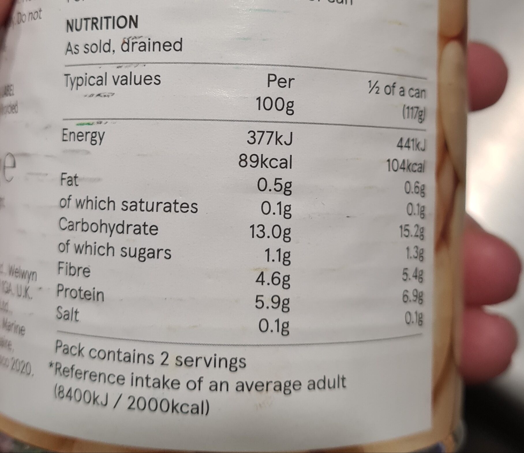Butterbeans in water - Nutrition facts