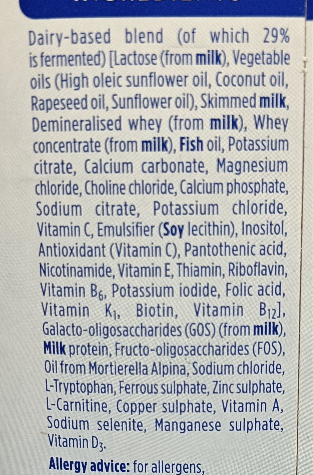 1 First Baby Milk Formula From Birth - Ingredienser - en