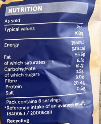 Roasted salted mixed nuts - Nutrition facts