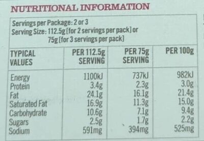 Keralan Coconut Curry - Nutrition facts