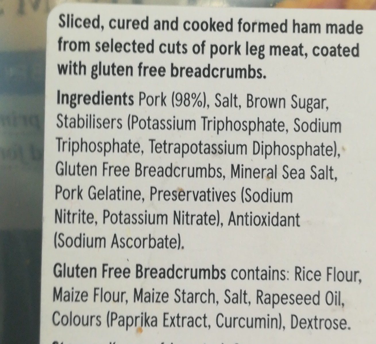 Crumed ham slices - Ingredients