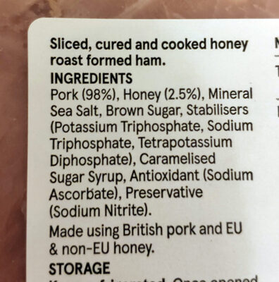 Prime Cut Honey Roast Ham - Ingredients