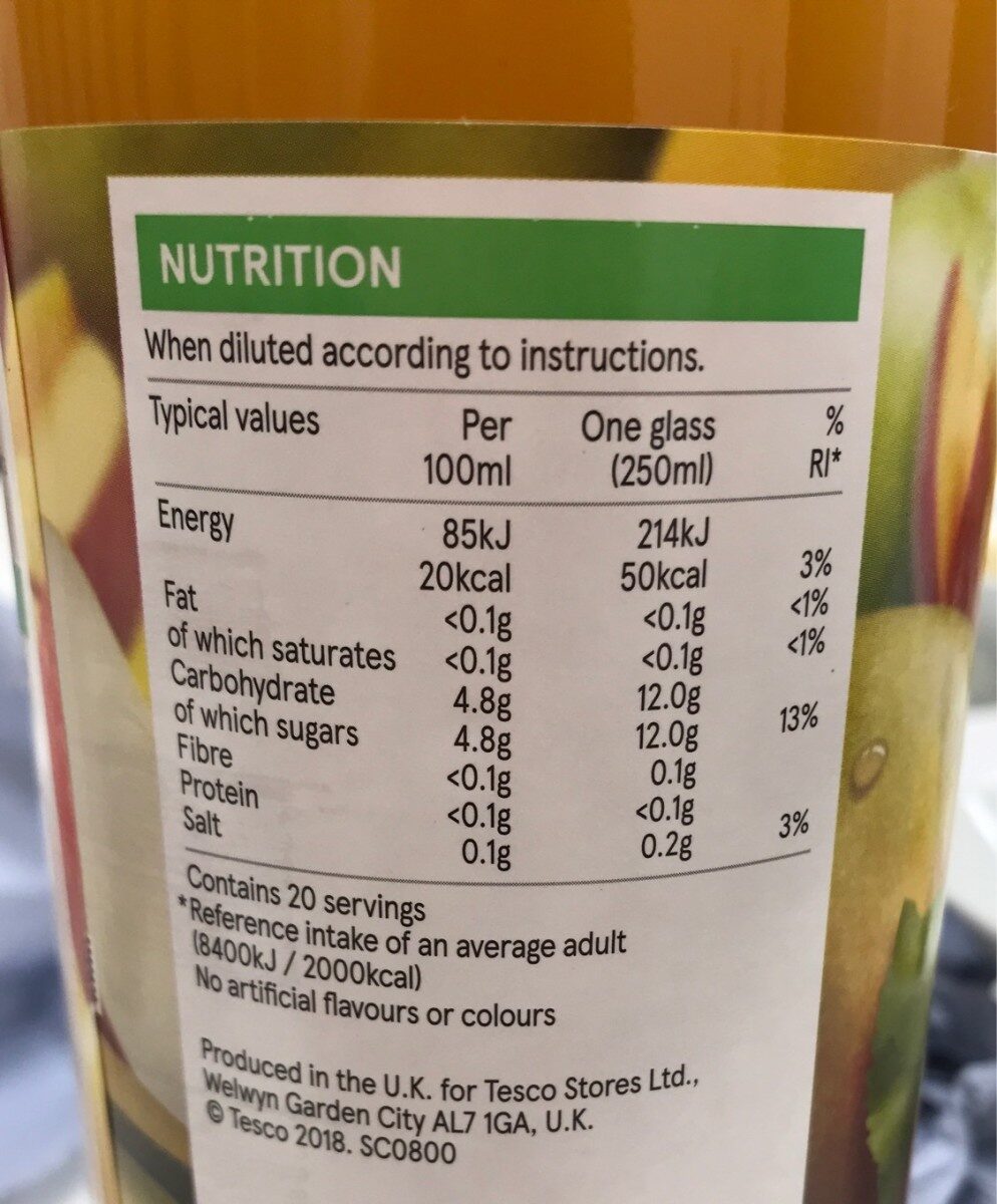 High juice apple mango - Nutrition facts