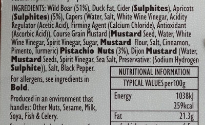 Wild Boar Pate - Ingredients