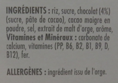 Coco pops - Riz soufflé chocolat - Ingrédients