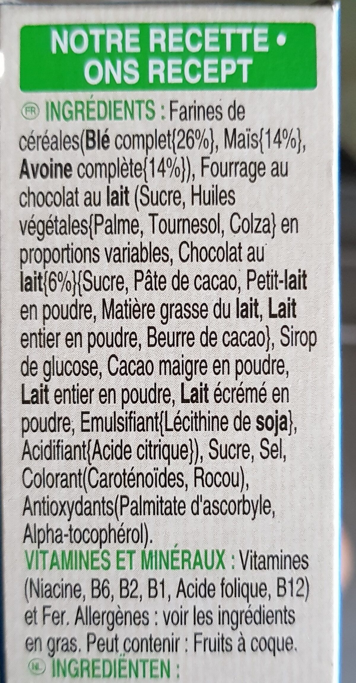 Trésor chocolat au lait - Ingrediënten - fr