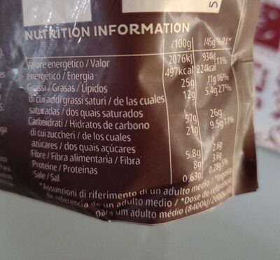 Cereales integrales Chocolate y avellanas - Valori nutrizionali