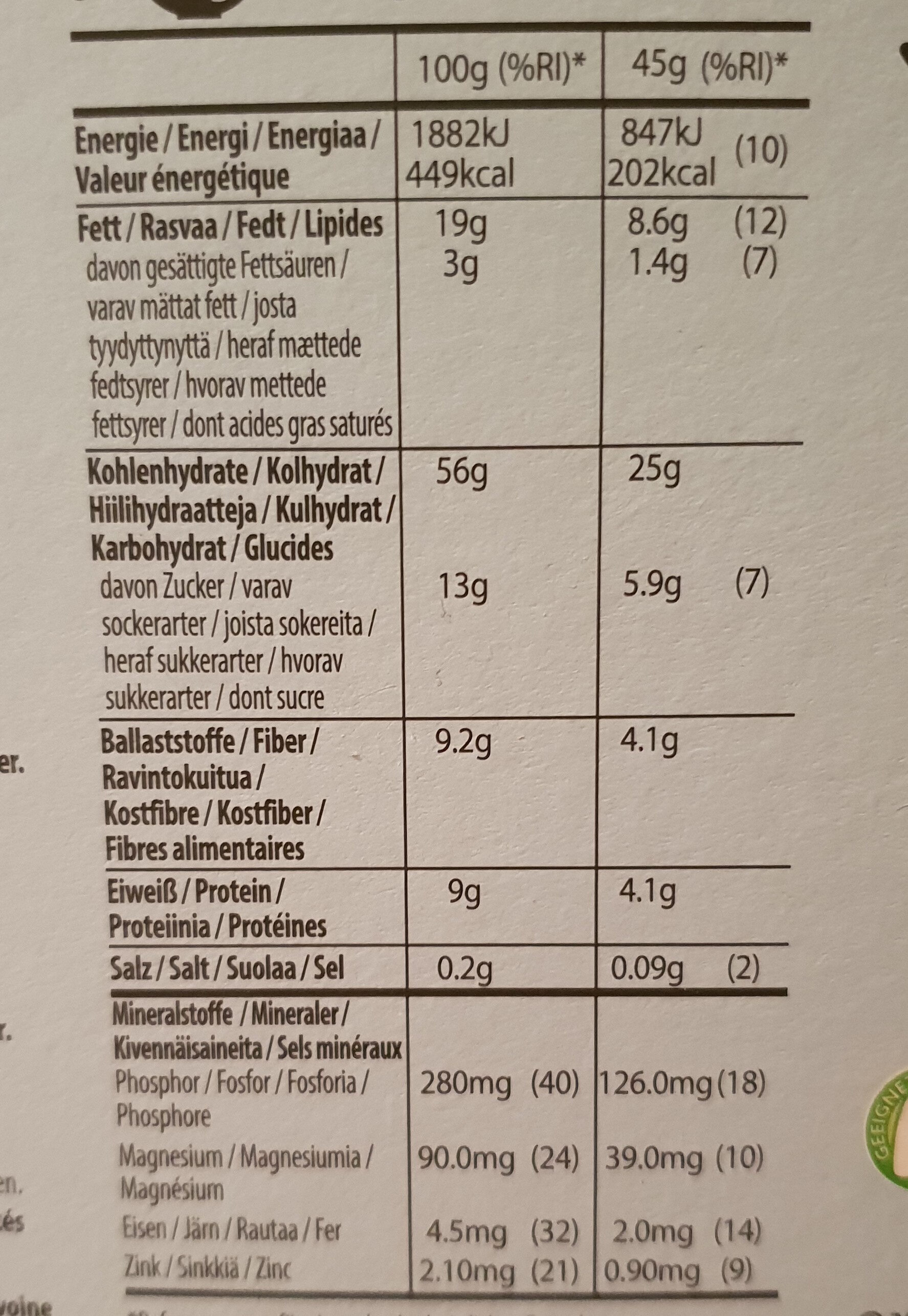 Crunchy Muesli Cacao & Hazelnut - Voedingswaarden - de