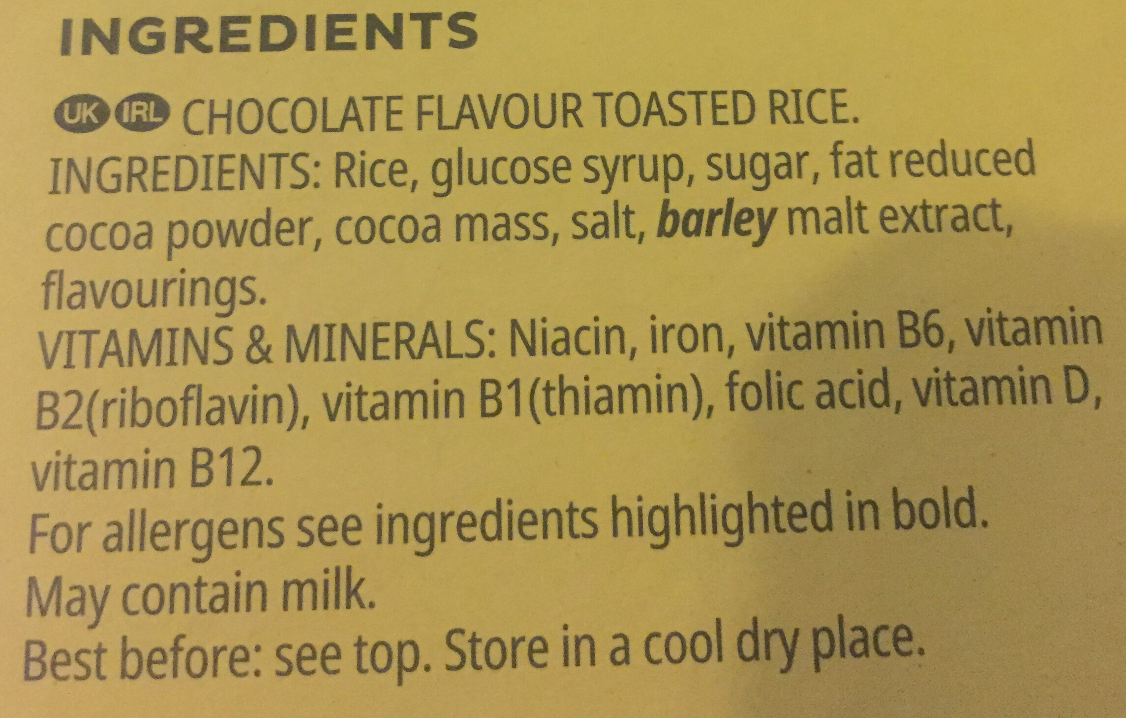 Coco Pops - Ingredients
