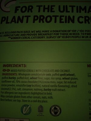 Plant protein crunch - dark chocolate and coconut - Ingrediënten - en