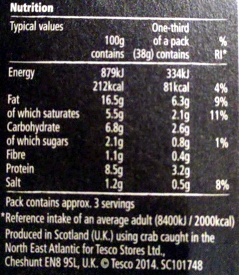 orkney crab pate - Nutrition facts