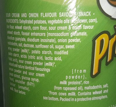Pringles Sour Cream & Onion - Ingredientes - en