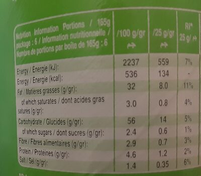 Pringles Sour Cream & Onion - Información nutricional - en