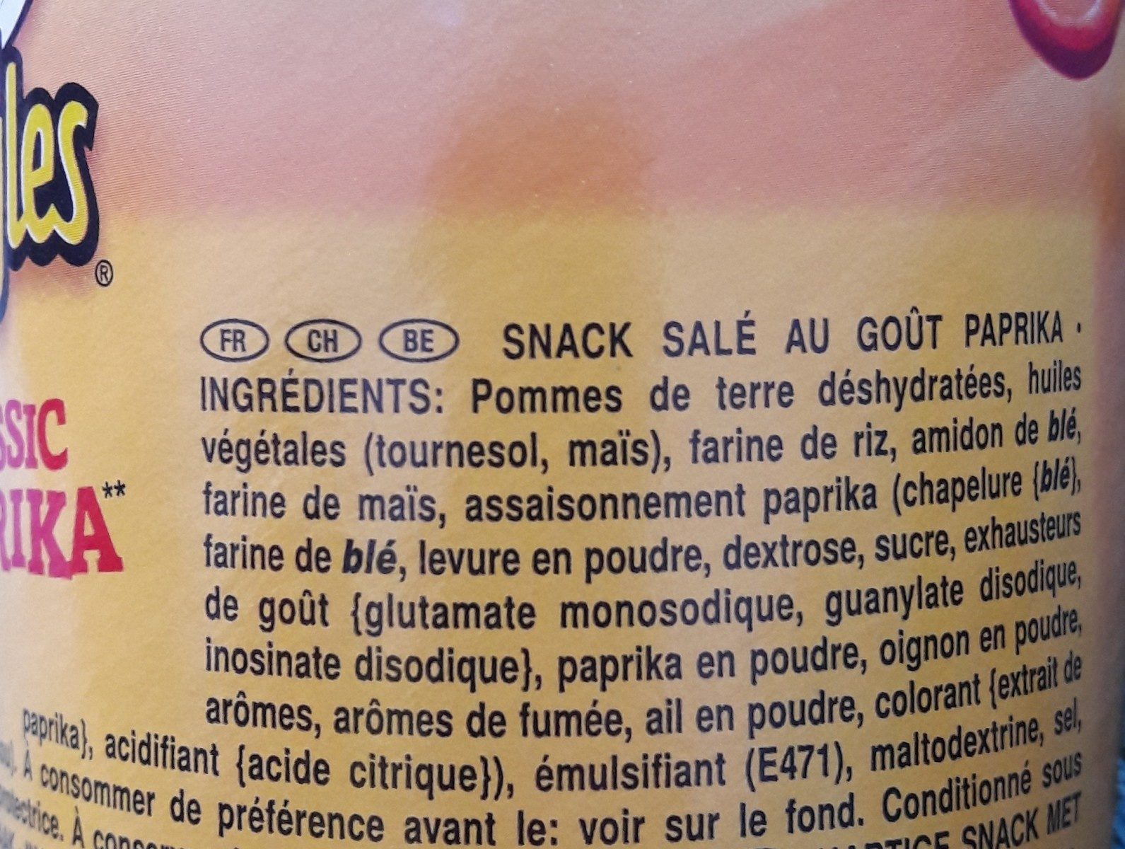 Pringles SPR Sweet Paprika - Ingrédients