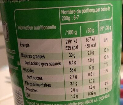 Pringles Sour Cream & Onions - Voedingswaarden - fr
