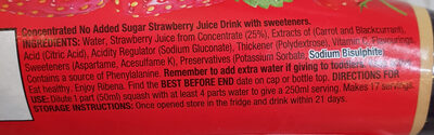 Ribena Strawberry No Added Sugar Concentrate - Ingredients