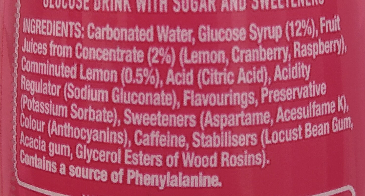 Lucozade Pink Lemonade - Ingredients