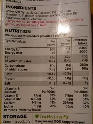 Long life oat - Nutrition facts