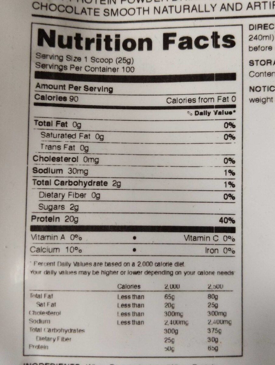 Impact whey isolate - Nutrition facts - fr
