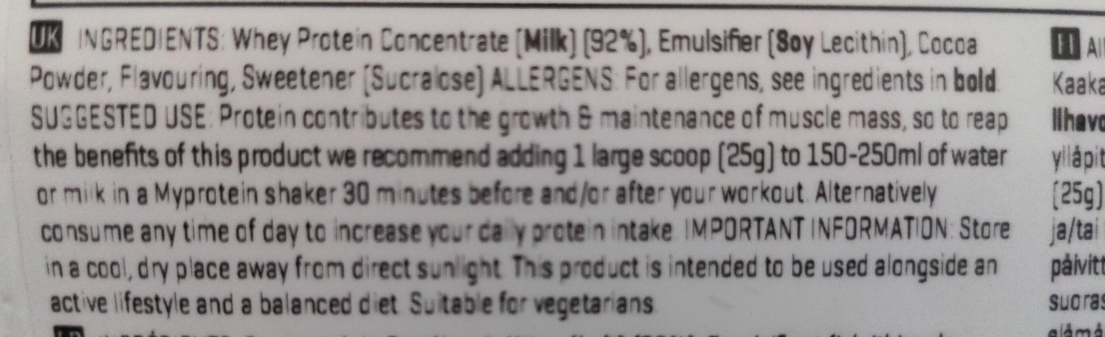 Impact whey protein - Ingredienser - en
