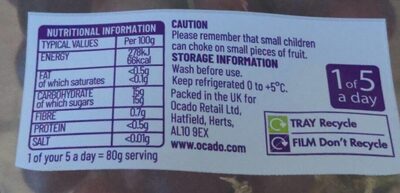 Red Seedless Grapes - Nutrition facts