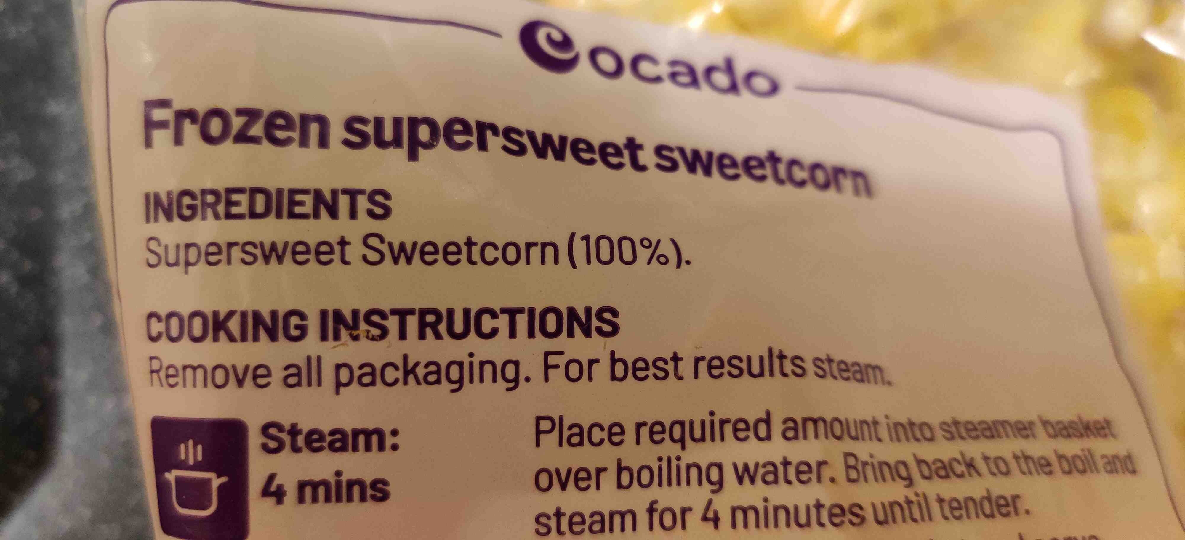 Supersweet Sweetcorn - Ingredients