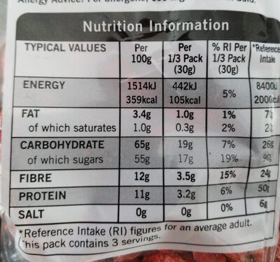 Dried goji berries - Nutrition facts