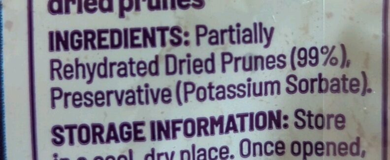 Prunes - Ingredients