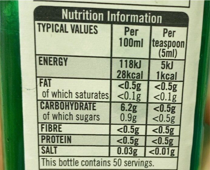 Lime juice - Nutrition facts
