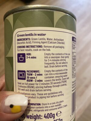 Green Lentils - Ingredients