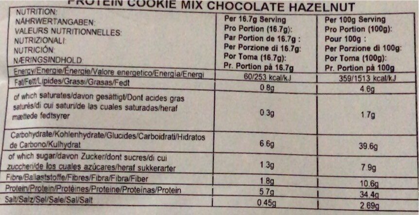 Protein cookie - Nutrition facts - fr