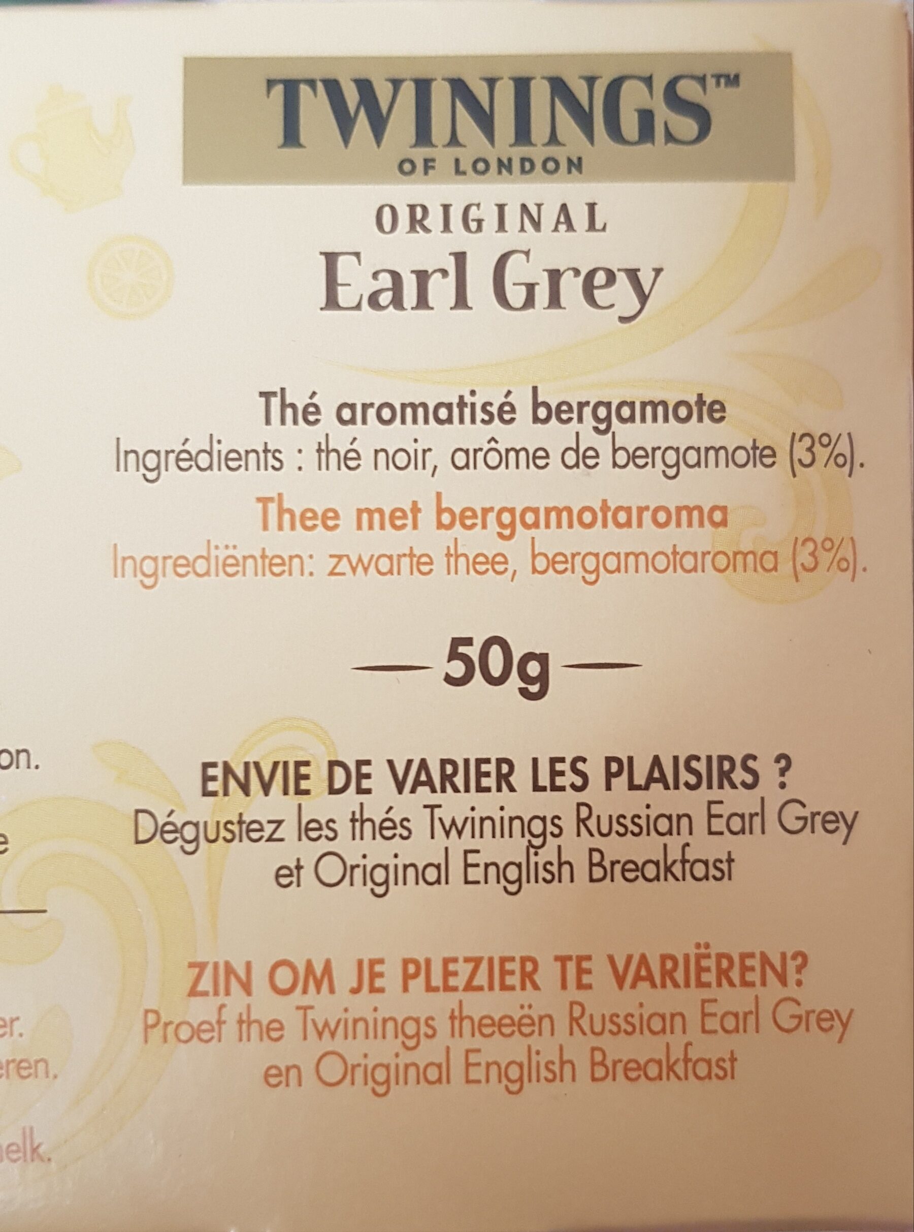 Thé earl grey - Zutaten - fr
