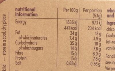 Cocoa Vanilla Protein Flapjack - Nutrition facts