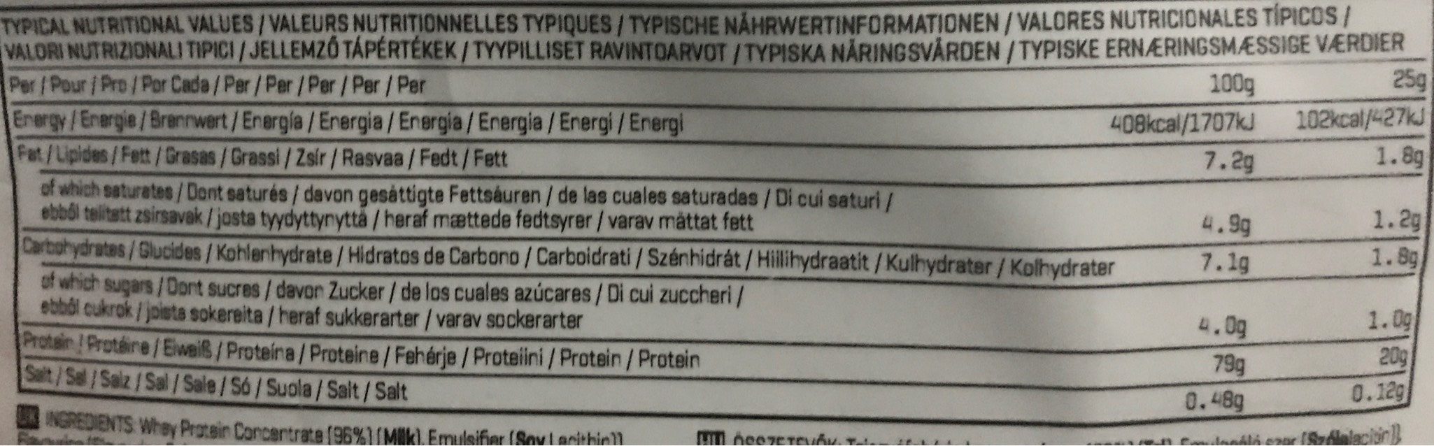 Impact Whey Protein - Frangipane - Nutrition facts - fr