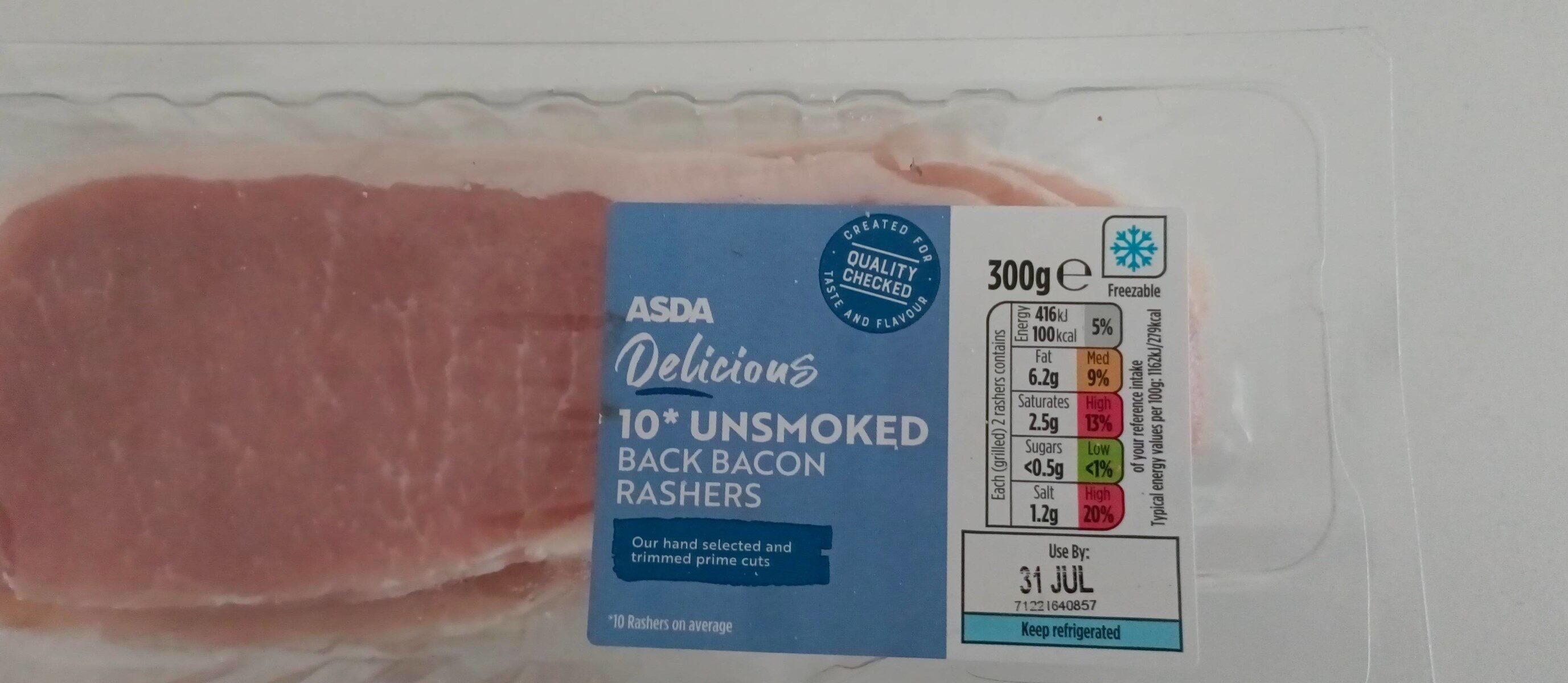 Unsmoked back bacon rashers - Product