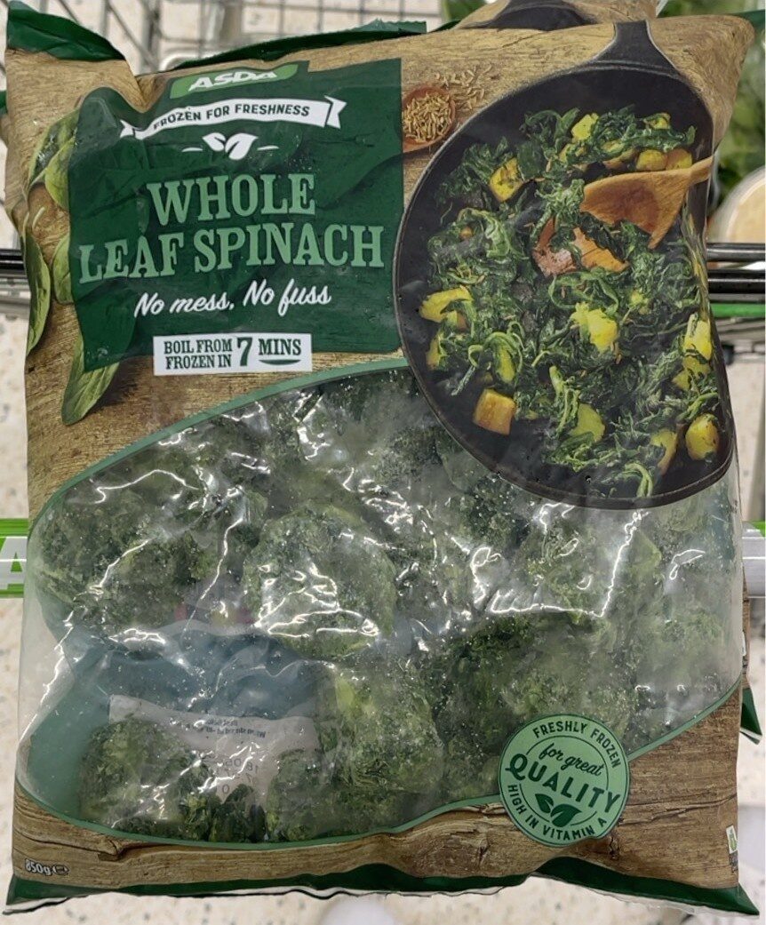Frozen whole leaf spinach - Product