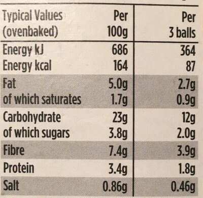 Tomato & Halloumi Alternative Balls - Nutrition facts