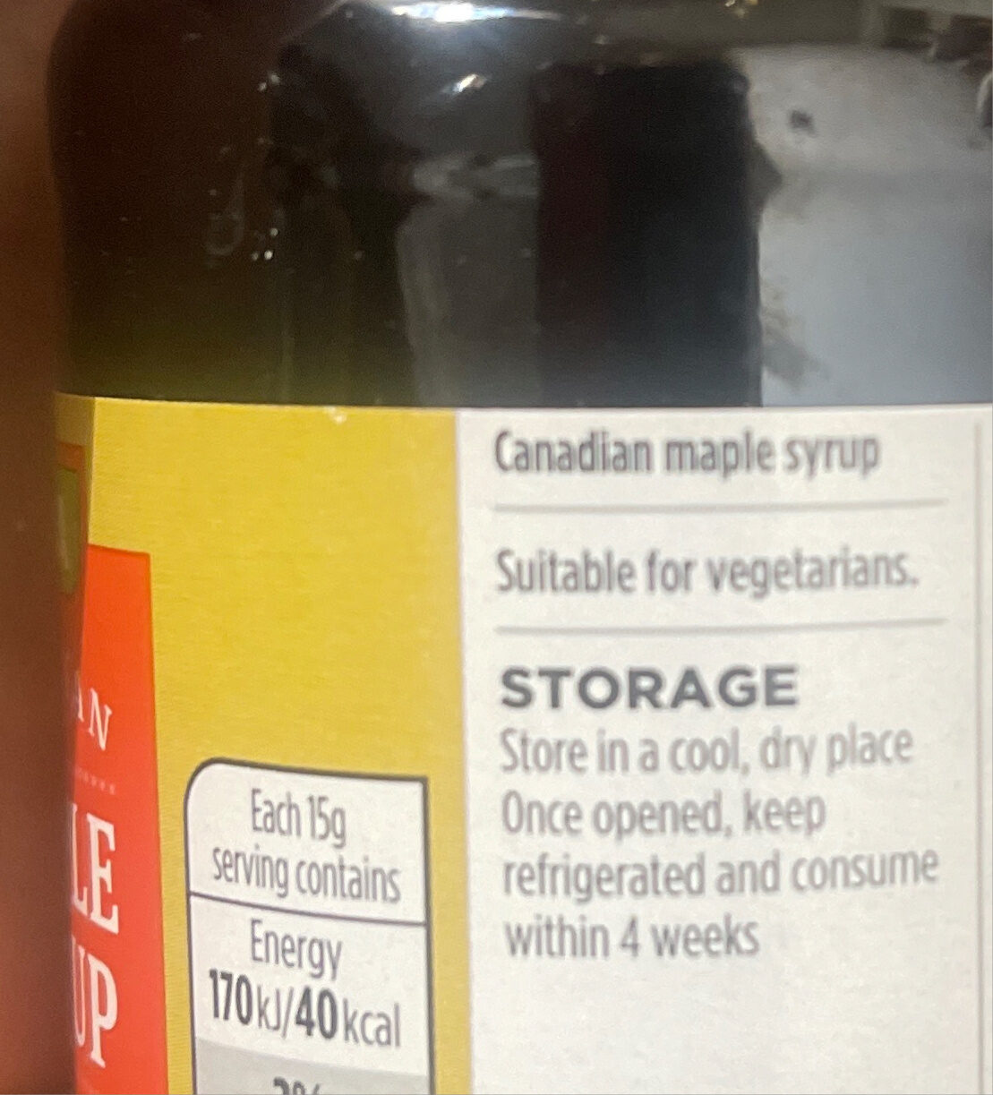 Maple Syrup - Ingredients