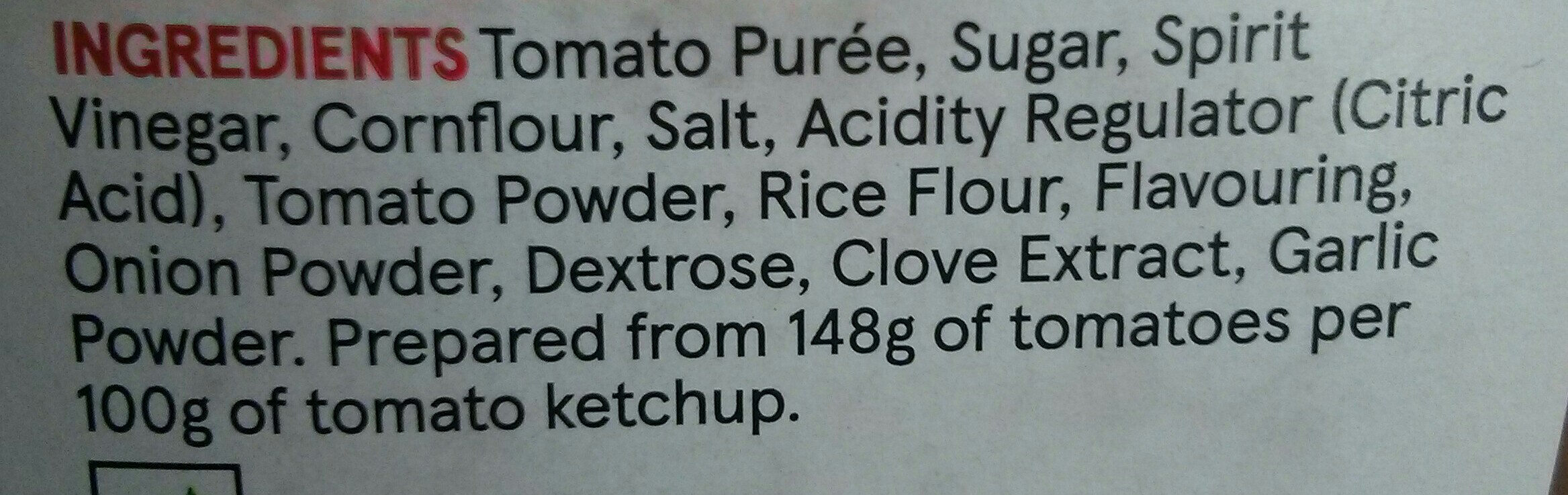 Tomato ketchup - المكونات - en
