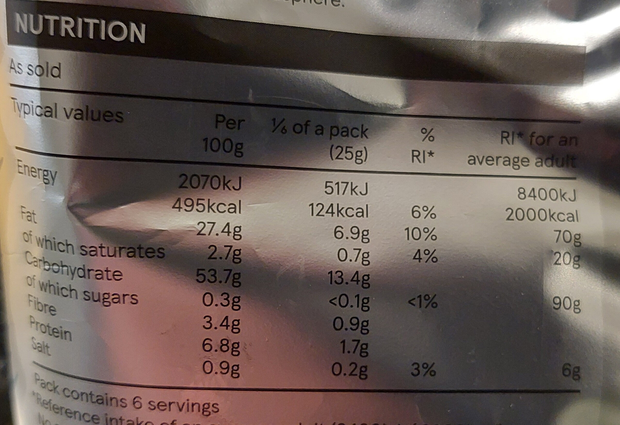 tesco finest ready salted crisps - Nutrition facts