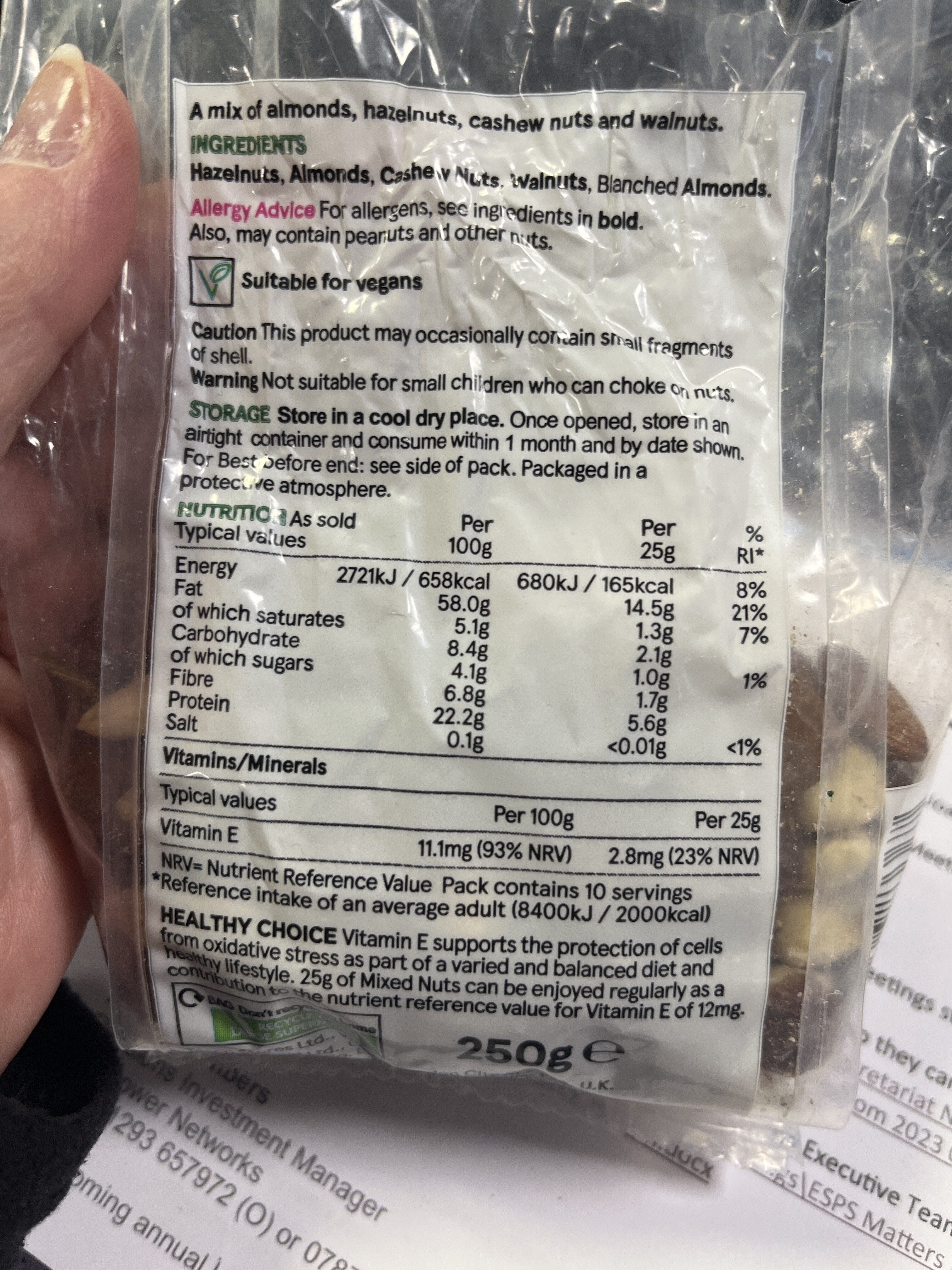 Mixed Nuts - Nutrition facts